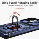 Case for Redmi A1 Plus Case, Redmi A1+ Case with Tempered Glass Screen Protector and Slide Camera Cover, 360 Rotate Ring Stand Magnetic Cover for Xiaomi Redmi A1+ Blue