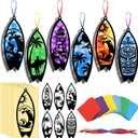 AmazingSpark 30 Pcs Beach Surfboard Suncatchers Paper Craft Set Sea Ocean Beach Surfboard DIY Stained Glass Effect Tissue Paper Kits Gift Bulk for Summer Activities Art Party Decor