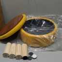 Wimarsbon Storage Ottoman, Modern Round Footrest with Soft Padded Seat, Teddy Velvet Footstool with Wood Legs, Accent Small Table or Plant Stand for Hallway, Living Room (Brilliant Yellow)