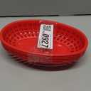 EUSOAR 5Pcs Red-Oval Plastic Fast Food Serving Baskets, 9.4in x 5.9in, Great for Burgers, Fries, Sandwiches, Dishwasher and Microwave Safe