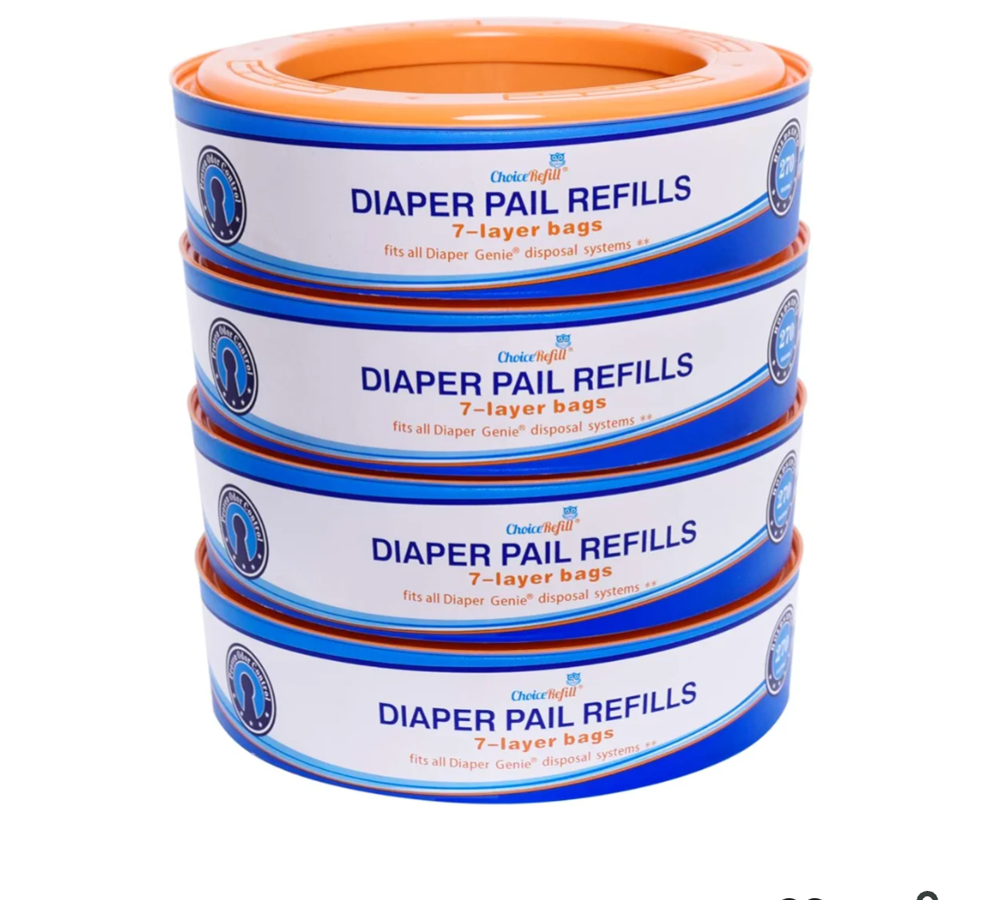Compatible with Diaper Genie Pails, 4-Pack, 1300count