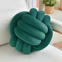 Decorative Throw Knot Pillow Ball for Home Chair Sofa Aesthetic Round Velvet Knotted Pillow Cushion (Green, 8 inch)