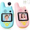 Kids Video Walkie Talkies with Front & Rear Cameras, Photo Capture, Voice Message, Rechargeable Long Range Two-Way Radio for Camping Hiking Birthday Gifts for Age 3-8 Year Old Boys Girls, 2 Pack