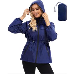 Cooling Lightweight Rain Jacket Women - 3D Vent Hooded Trench Coat, Waterproof Packable Windbreaker for Women/Men (Blue, S)