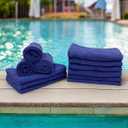 Multi-Purpose Towels - High Capacity 12 Pack, 100% Cotton - Ultra Soft, Super Absorbent, and Quick-Dry for Spa, Hotels, Sports, Workouts, Yoga & Zumba. Size 16"x27" Made in Vietnam (Blue)