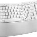 Nulea RT08 Wave Keys Wireless Ergonomic Keyboard with Cushioned Palm Rest, 2.4GHz Ergo Cordless USB Computer Keyboard, Comfortable Natural Typing, for Laptop, Mac, Windows (White)