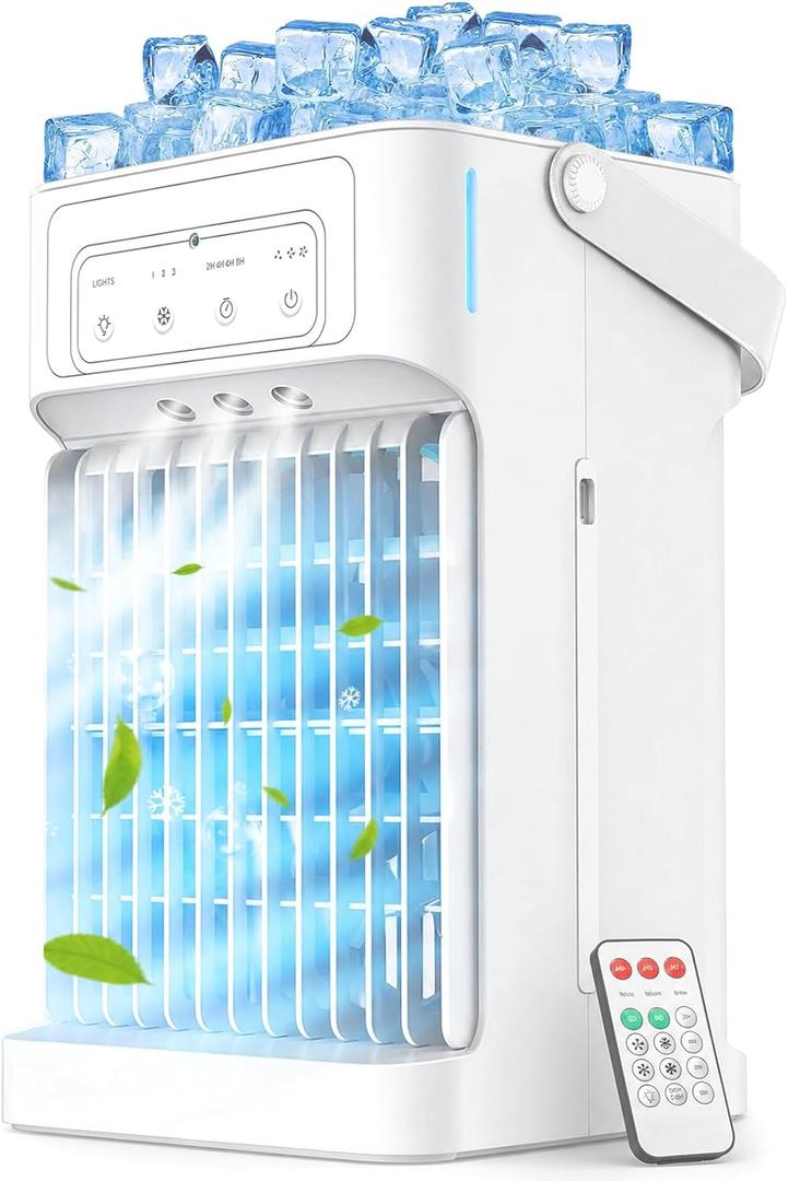 Portable Air Conditioners, 3 Speeds, 3 Mist Settings, 40oz XL Water Tank, 2~8h Timer & 7-color Ambient Lights, Air Conditioner Portable, Personal Small Mini Air Conditioner Air Cooler for Room Bedroom