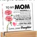 Yuzi-n Acrylic Desk Decorative Sign, 4 x 4 Inches, Mother's Day Birthday Christmas Gift, Floral Grateful Clear Signage for Home Decor