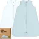 2-Pack Baby Sleep Sacks, Zipper Wearable Blanket - 0.5TOG Organic Cotton, Lightweight, Soft Cozy Infant Sleeping Sack 3-6 months, Easy to Wear Small Newborn Transition Swaddles Sleepsacks (Glacier)