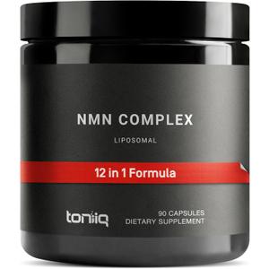 Toniiq NMN 12-in-1 Complex 5 Liposomal Ingredients NMN, NAD+, CoQ10 | Spermidine & Apigenin for Enhanced Absorption Plus Resveratrol, Fisetin, Berberine & More 90 Vegetarian Capsules
