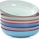 Selamica Ceramic Pasta Bowls Set 34 OZ, Large Salad Bowl 8.6 Inch Deep Plates for Pasta Soup, Microwave & Dishwasher Safe, Set of 6, Gradient Color