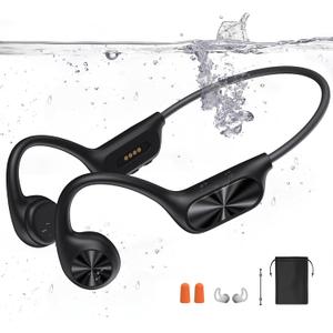 Bone Conduction Headphones for Swimming, IPX8 Waterproof Swimming Headphones with 32GB MP3 Memory and Bluetooth 5.4, Underwater Earbuds Secure Fit Open Ear Sports Headphones for Running, Cycling