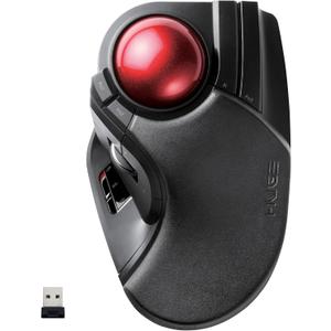 ELECOM HUGE Trackball, 2.4GHz Wireless USB, Index Finger Control, Customizable 8-Button, Large Soft Palm Rest, 52mm Ball, Windows PC Mac (M-HT1DRBK)