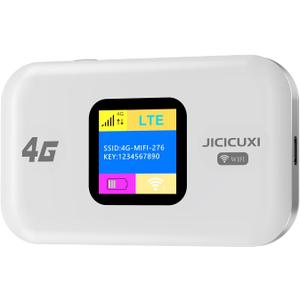 Portable 4G LTE Mobile WiFi Router, Mobile Hotspot WiFi 6 Router, Portable WiFi Hotspot for Travel 3000mAh/300Mbps High Speed Hotspot Device Support 12 Users, Camping, Motorhomes, Office-ice White