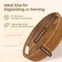 12 Inch Rattan Lazy Susan Organizer for Cabinet, Round Rotating Wicker Turntable Serving Tray with Handles for Kitchen Counter, Coffee Table