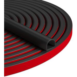 20FT Weather Stripping Door Seal - Self Adhesive Weather Insulation Strip Weatherstripping Silicone D Shaped Seal Strip Door Frame Gap Filler/Window Soundproofing (Black)