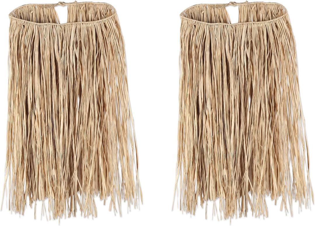 Beistle S50430-NAZ2 Adult Raffia Hula Skirts 2 Piece, 31" x 28", Natural