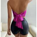 SOLY HUX Women's Crop Halter Tops Sleeveless Backless Going Out Satin Crop Tops Plain HotPink Medium (Purple, M)