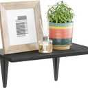 BAMFOX Black Floating Shelves Rustic Wood Wall Shelf for Bedroom, Bathroom, Living Room, Kitchen (10.5*5.8)