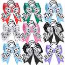 WILLBOND 20 Pcs Soccer Bows Hair Ties Elastic Soccer Ball Hair Accessories Ponytail Head Bands for Girl Women Player School Team Members Football Birthday Party Gifts (Colorful)