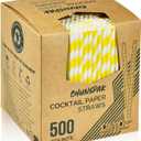 5.75 inch Short Yellow Paper Drinking Straws for Cocktail, Coffee, Mixed Drinks, 500 Counts - Compostable