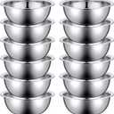 Pinkunn 12 Pcs Stainless Steel Mixing Bowls, Nesting Metal Salad Prep Bowls Bulk Reusable Baking Food Container Large Medium Small for Kitchen Hotel Restaurant Cooking, Silver (8.66 x 3 Inch)