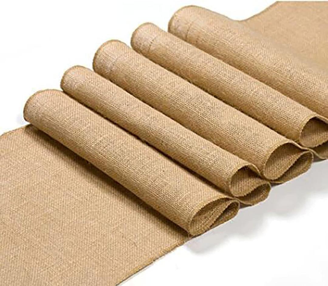 Aokbean Natural Burlap Table Runner, 6 Pack Rustic Farmhouse Fall Tablecloth 12x42 Inches Long Burlap Roll, Vintage Fabric Jute Placemats for Wedding Thanksgiving Party Centerpieces Dining Table Decor