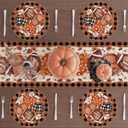 XCHI Fall Football Pumpkin Love Heart Flowers Plaid Round Placemats Set of 4 Table Mats for Party Home Kitchen Dining Table Decorations 14x14 Inch