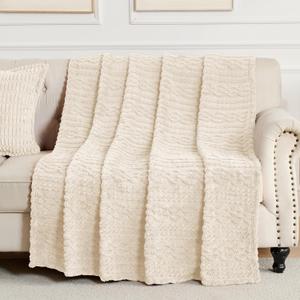 50x70 Inch Beige Throw Blanket - Soft & Fluffy Fleece, Cute & Aesthetic, Perfect for Sofa, Couch, Chair, Bed, Living Room & Bedroom, All-Season Use, Plush & Cozy Decorative Blanket