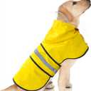 Dog Raincoat Waterproof Reflective Slicker - Lightweight Breathable Hooded Poncho Rain Coat Jacket with Adjustable Belly Strap and Leash Hole for Small Medium Large Dogs (Medium, Yellow)