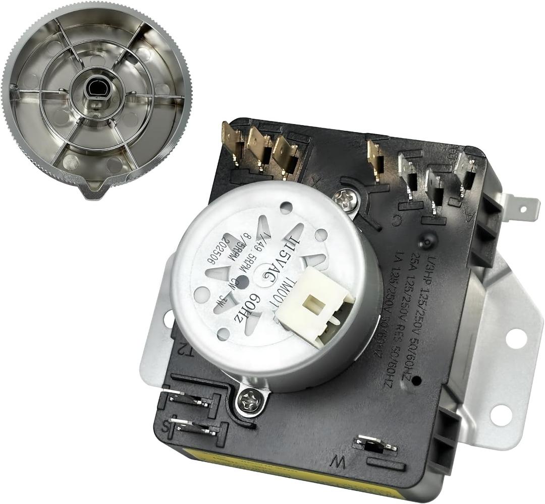 W11566736 W11701755 Gas Dryer Timer & Knob Kit for Whirlpool Maytag (115VAC 60Hz), Replace 4982474 AP7225135 OEM28900542 PS17629166 EAP17629166 FIX17629166 162-427-1 23263CD2 T2