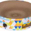 Catstages Bowl Track Scratcher Cat Ball-Track Toy, Corrugated Scratch, and Lounger All-in-One, Two Balls Included for Interactive Play, Multicolored