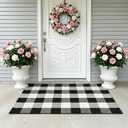 Buffalo Plaid Outdoor Rug 27.5" x 43" Black and White Checkered Area Rug Washable Doormats Indoor Outdoor Rugs for Layered Front Door Mats, Porch, Entryway, Kitchen, Farmhouse