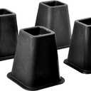 HOME IT 5 to 6-inch Super Quality Black Bed Risers, Heavy Duty Stackable Furniture Risers for College Dorm Bed Sofa Table Couch Chair 4-Pack (Black) (Square)