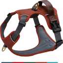 No Pull Dog Harness Medium Sized Dog,Stylish PU Leather Vest with Easy Control Handle,No Choke Front Clip with 2 Metal Leash Clips,Reflective & Adjustable for Walking,Brown,Chest 22-29"