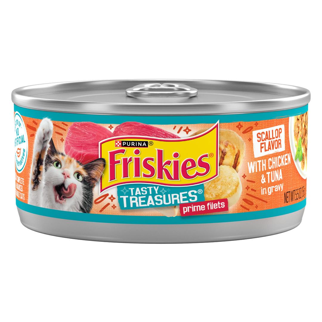 Purina Friskies Wet Cat Food Tasty Treasures With Chicken and Tuna in Gravy, 5.5 oz, 1 pack