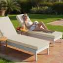 Summsun Chaise Lounge Cushions Outdoor Set of 2 - Waterproof and Fade Resistant Sun Lounger Replacement Cushion - Patio Lounger Pads with Removable Cover for Pool, Deck, Lawn, 80 x 26 x 3 Inch, Cream