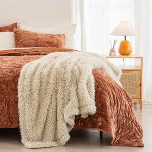 EVERGRACE Luxury Fluffy Faux Fur Throw Blanket with Long Pile, Super Soft Plush Cozy Oversized Blanket and Throws for Bed, Thick Warm Fuzzy Beige Throw Blanket for Couch, Sofa, Chair