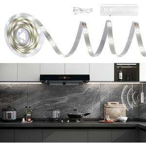Rechargeable LED Strip Lights for Cabinets - LUXJET 2M Cool White Motion Sensor led Strip Lights for Bedroom, Kitchen, Under Cabinet, TV, Stairs, Door Frame (1Pack)