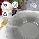 FLOWERCAT 100PCS Clear Black Plastic Plates Disposable Plates for Christmas Party/New Year - Heavy Duty Plastic Plates - 10" &7" Plate for 50 Guests New Year Parties and Events (Smoke Gray)