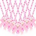 Hotop 36 Pcs Baby Shower Pacifier Necklace Cute Bear Acrylic Baby Party Favors Pacifier Charm Necklace for Girls Boys Shower Party Decoration Table Pieces(Pink,Girl)