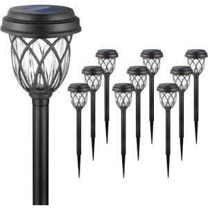 EXCMARK 10 Pack Solar Lights Outdoor Garden Pathway Solar Powered Yard Lights for Walkway Sidewalk Driveway. (Cool White)