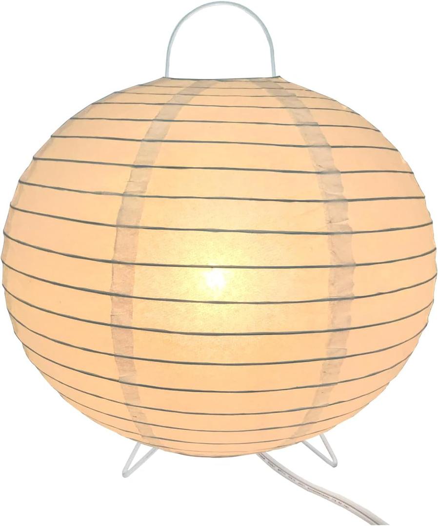 Rice Paper Lamp Desk Floor Lantern Nightstand Bedside Smalll Lamps for Bedroom Living Room Office Classroom Dorm (Ball, 13"x13"x13")