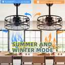 16.5 Inch Caged Ceiling Fans with Lights,Black Fandelier