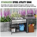 33x19 Inch Stainless Steel Utility Sink-Freestanding Laundry Sink Practicality With Accessories Stainless Functional Faucet,Soap Dispenser, SS Sink Grid For Laundry,Garage,Outdoor Kitchen,Garden...
