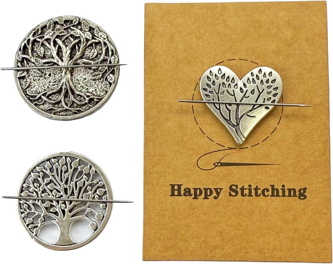 PARKUVALLEY 3pcs Strong Needle Minder Magnet, Magnetic Needle Holder, Cross Stitch Accessories for Hand Sewing (3pcs Life Tree)