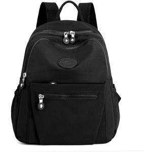 Mini Nylon Women Backpacks,11L Small Ladies backpacks Casual Lightweight Women Shopping Travel Daypack (Black)