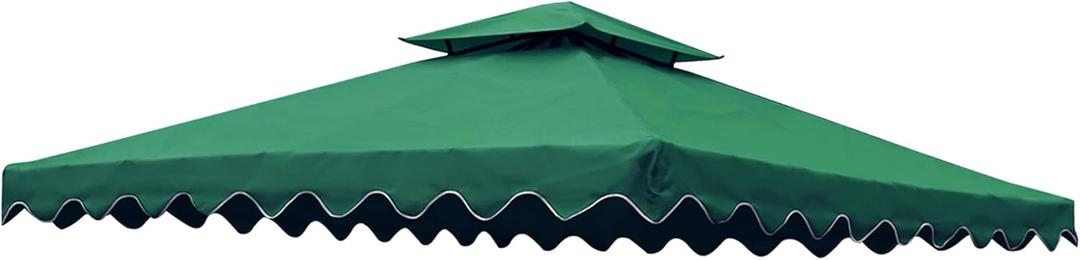 Gazebo Canopy Top Replacement 12x12 Canopy Cover 2 Tier (Green-Wave Edge)