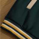 GORGLITTER Men's Letter Graphic Varsity Jacket Long Sleeve Striped Trim Button Bomber Jackets (L)