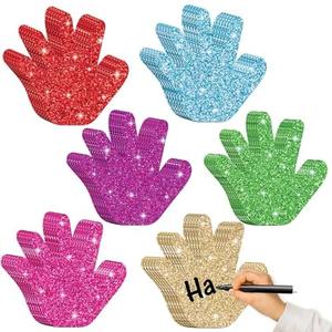 100Pcs Back to School Hand Cutouts Paper, Assorted Color Glitter Hand Shape Cut-Outs, Blank Creative Paper Cutouts for Kids Art Project Home School Classroom Decorations Bulletin Board Decor 2 Pack